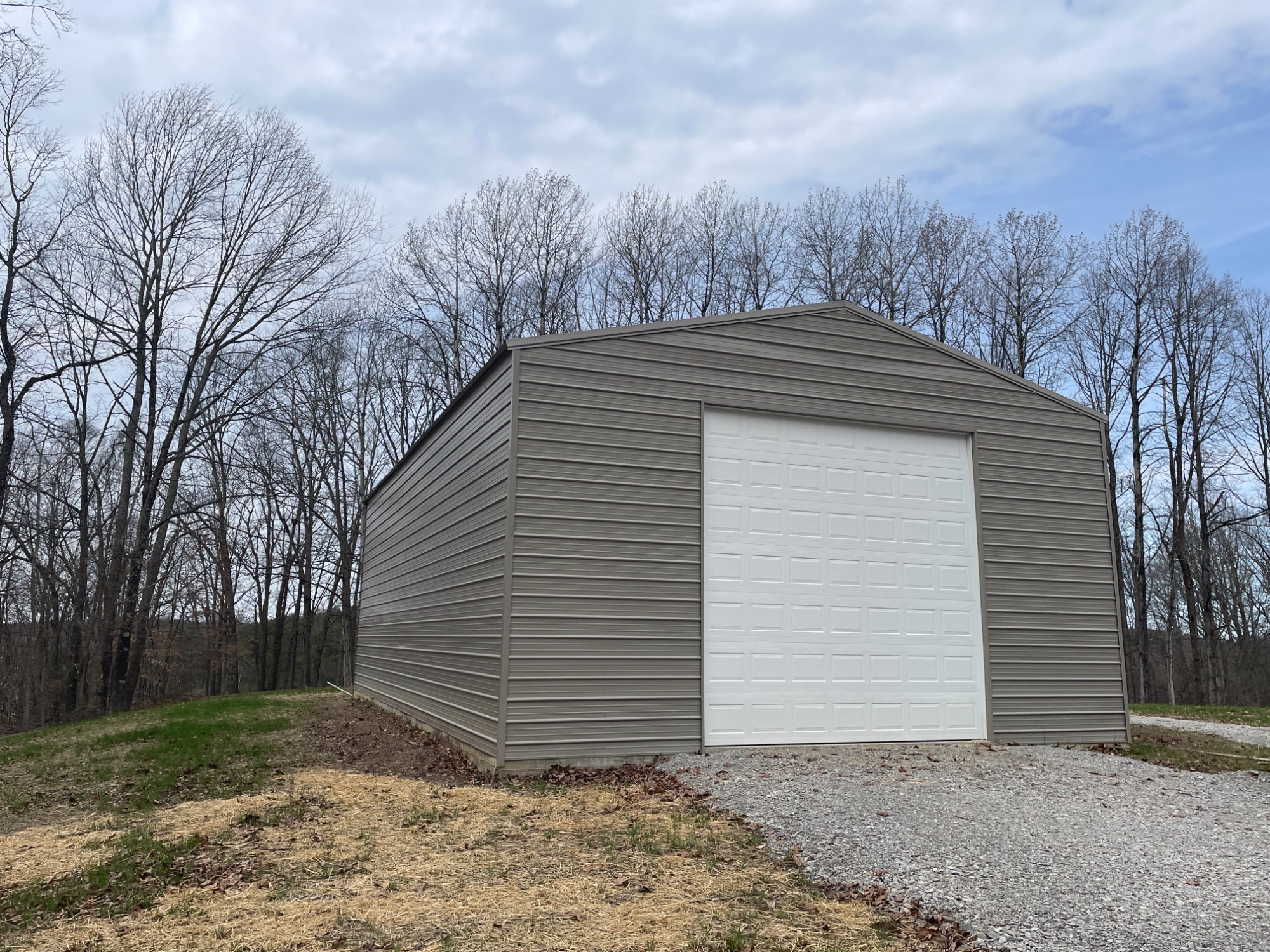 30x50 steel building side view installed in Western New York