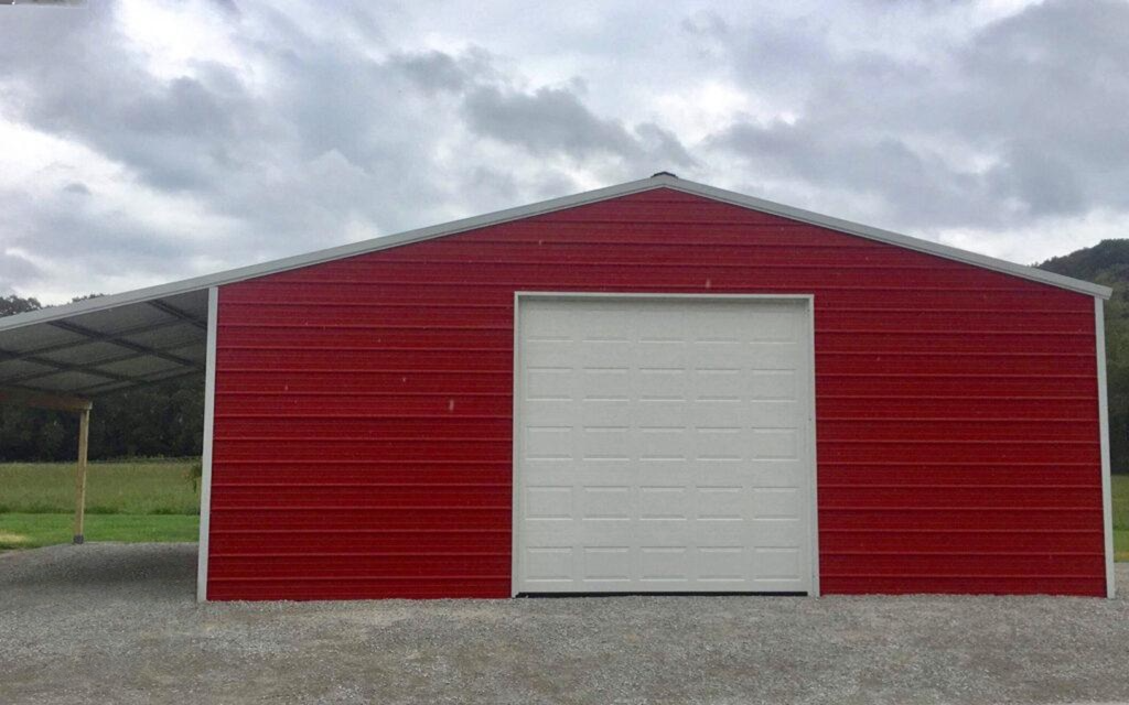 Steel workshop garage professionally installed in Western New York
